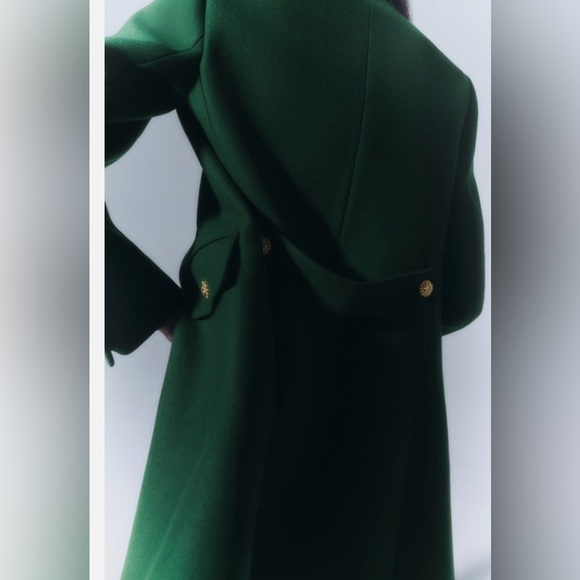ZARA Manteco Wool Coat — Moss Green — Gold Buttons — Size M — NWT - Picture 5 of 16
